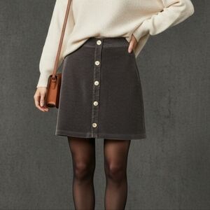 Wallflower Corduroy Mini Pull On Skirt Black Button Medium